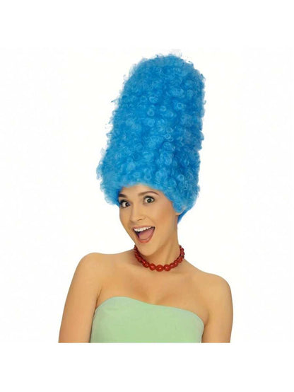 14 Inch Blue Curly High Hat Style Cosplay Wig, Unisex Funny Character Wig, For Halloween Party Costume School Carnival Concerts Vacation Photography And Themed Events