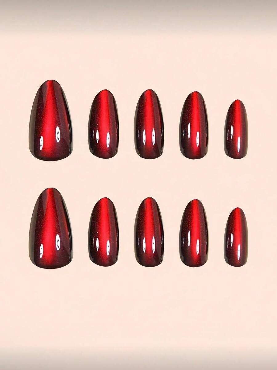 10-Piece Gothic Cat-Eye Almond Press-On Nail Set – product image 2 of 11