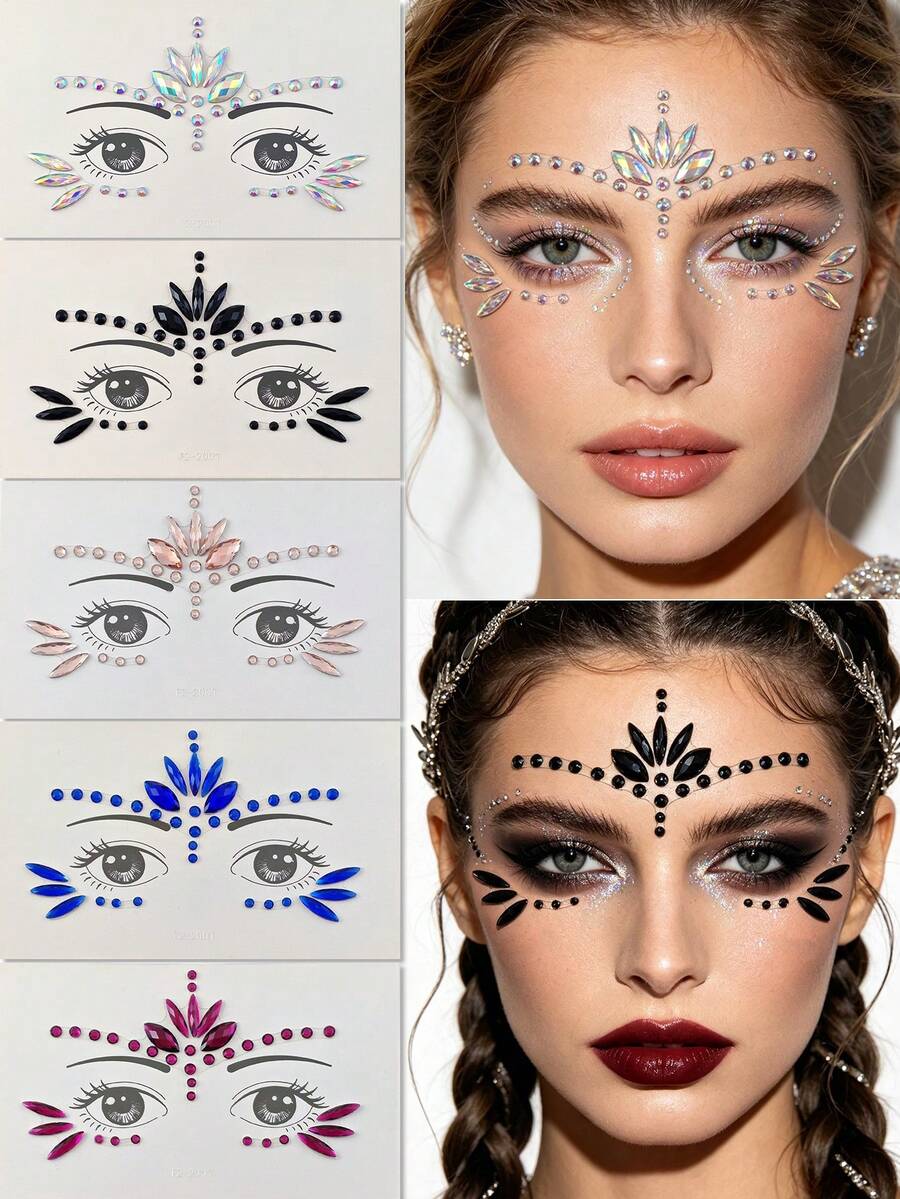 5-Piece Self-Adhesive Face Gem Sticker Set – product image 1 of 12