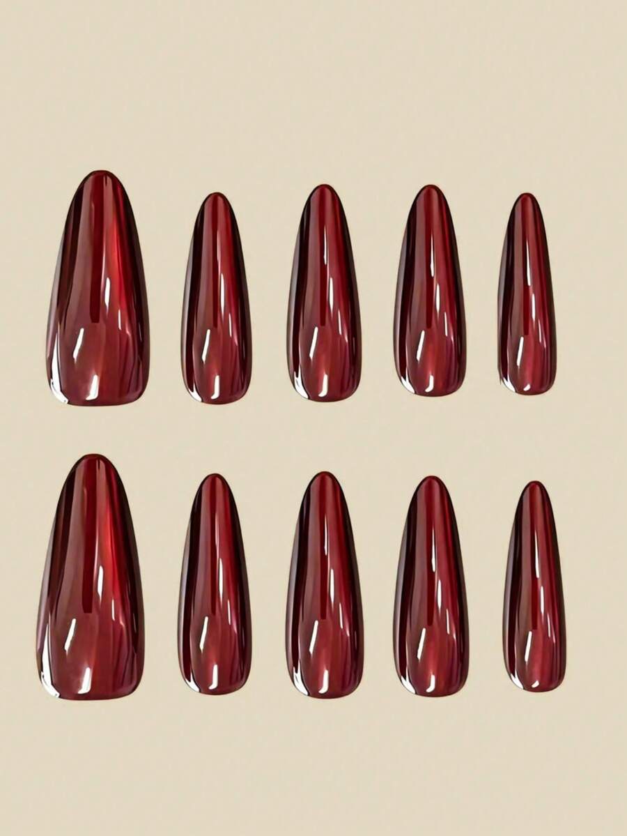 10-Piece Gothic Cat-Eye Almond Press-On Nail Set – product image 8 of 11